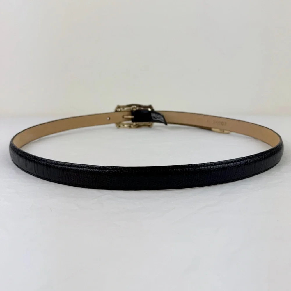 Brighton Snake Embossed Black Leather Belt